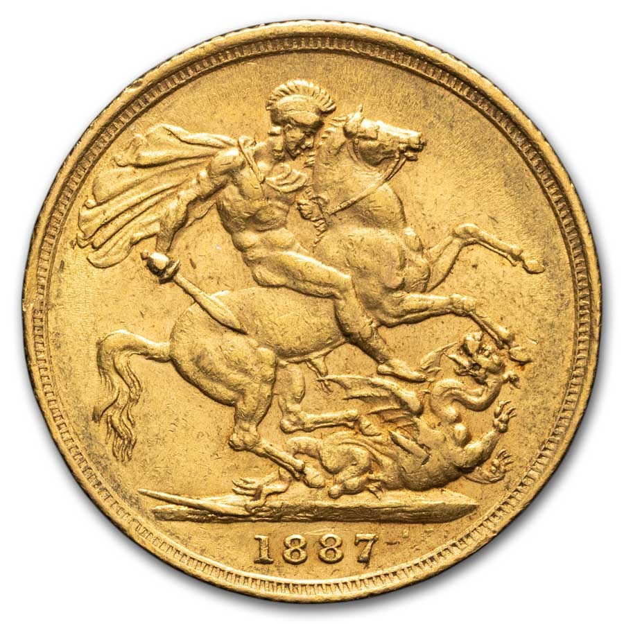 1887-S Australia Gold Sovereign Young Victoria AU