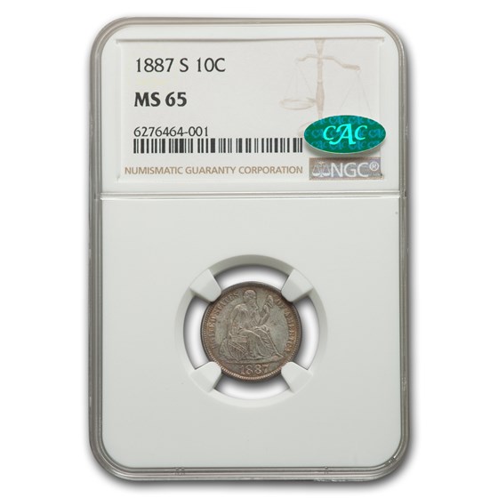 1887-S Liberty Seated Dime MS-65 NGC CAC 1887-S Liberty Seated Dime MS-65 NGC CAC