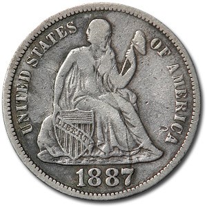1887-S Liberty Seated Dime VF