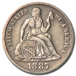 1887-S Liberty Seated Dime XF