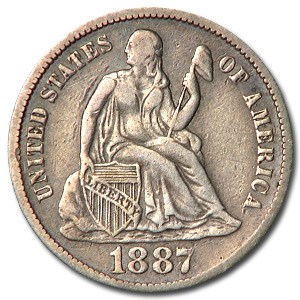 1887-S Liberty Seated Dime XF