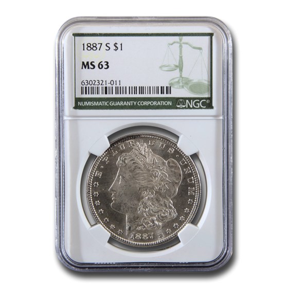 1887-S Morgan Dollar MS-63 NGC (Green Label) 1887-S Morgan Dollar MS-63 NGC (Green Label)
