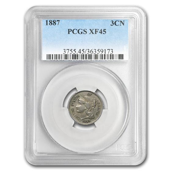1887 Three Cent Nickel XF-45 PCGS 1887 Three Cent Nickel XF-45 PCGS