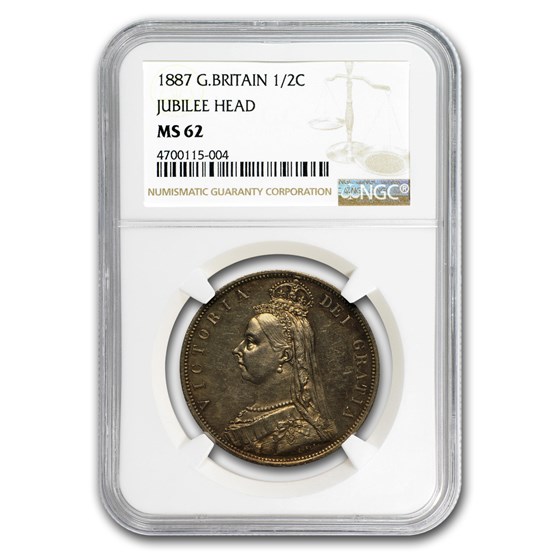 1887 United Kingdom 1/2 Crown Victoria MS-62 NGC 1887 United Kingdom 1/2 Crown Victoria MS-62 NGC