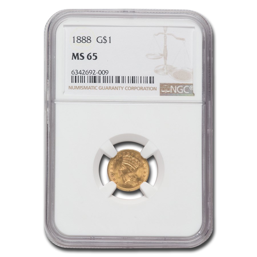 1888 $1.00 Indian Head Gold MS-65 NGC
