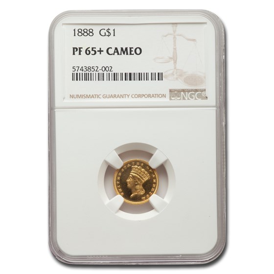 1888 $1 Indian Head Gold Dollar PF-65+ Cameo NGC 1888 $1 Indian Head Gold Dollar PF-65+ Cameo NGC