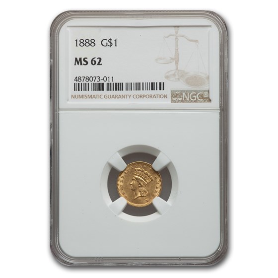 1888 $1 Indian Head Gold MS-62 NGC 1888 $1 Indian Head Gold MS-62 NGC