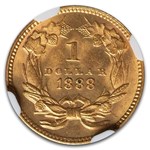 1888 $1 Indian Head Gold MS-64 NGC