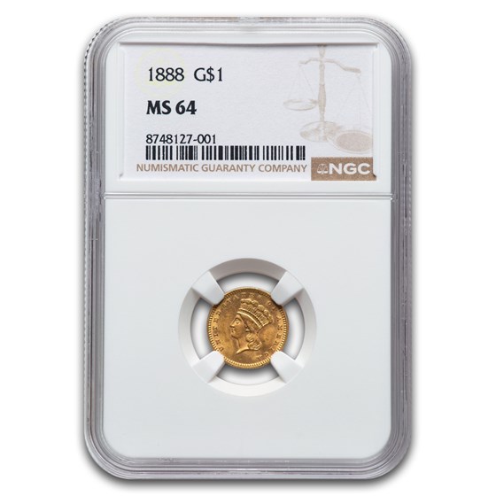 1888 $1 Indian Head Gold MS-64 NGC