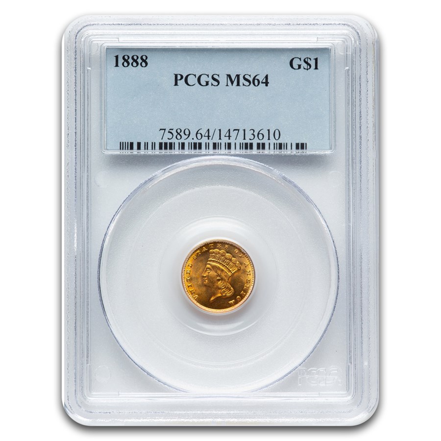 1888 $1 Indian Head Gold MS-64 PCGS