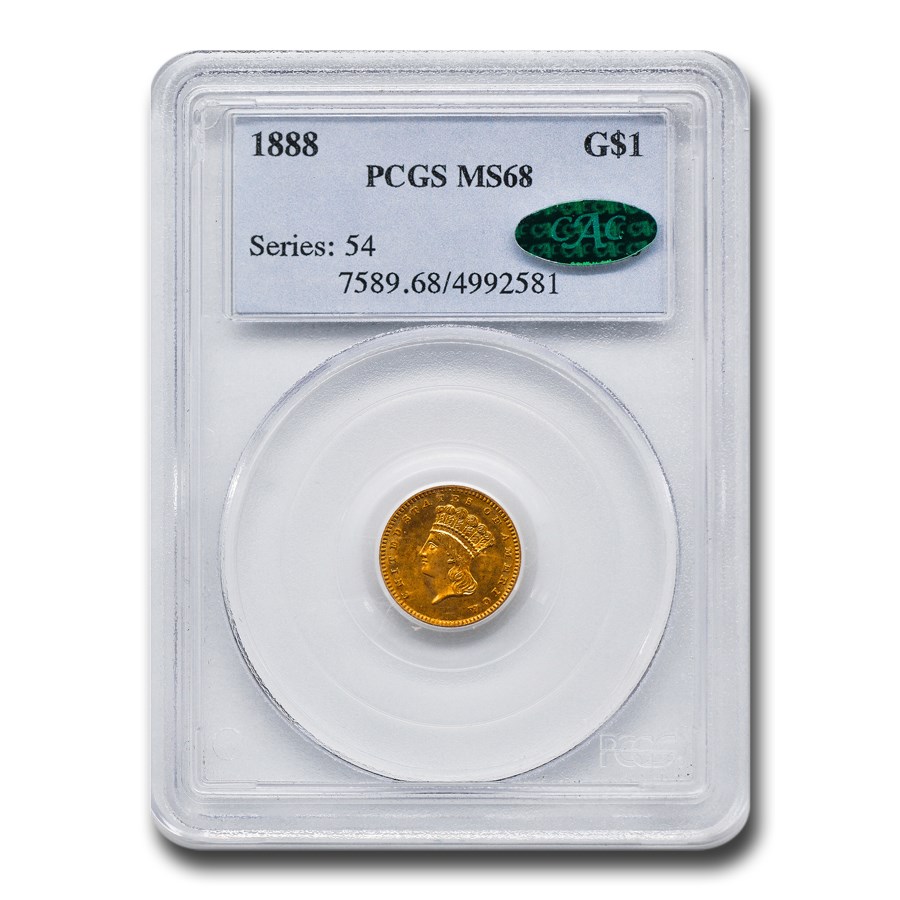 1888 $1 Indian Head Gold MS-68 PCGS CAC