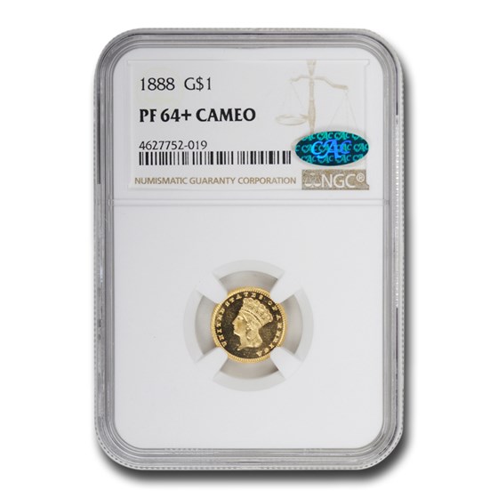 1888 $1 Indian Head Gold PF-64+ Cameo NGC 1888 $1 Indian Head Gold PF-64+ Cameo NGC