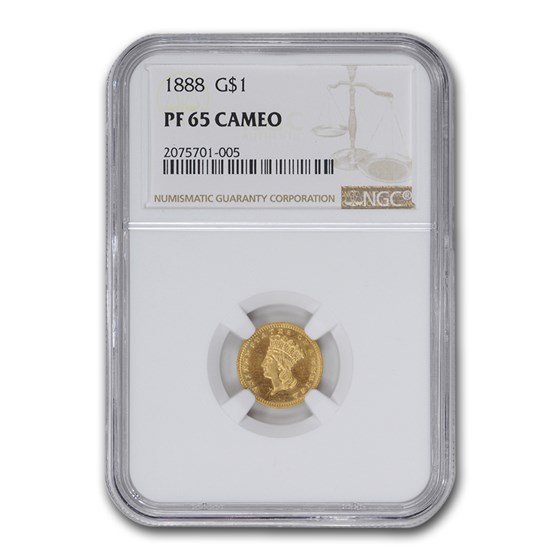 1888 $1 Indian Head Gold PF-65 Cameo NGC 1888 $1 Indian Head Gold PF-65 Cameo NGC