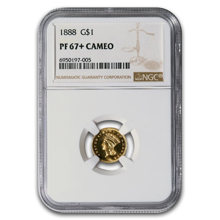 1888 $1 Indian Head Gold PF-67+ Cameo NGC