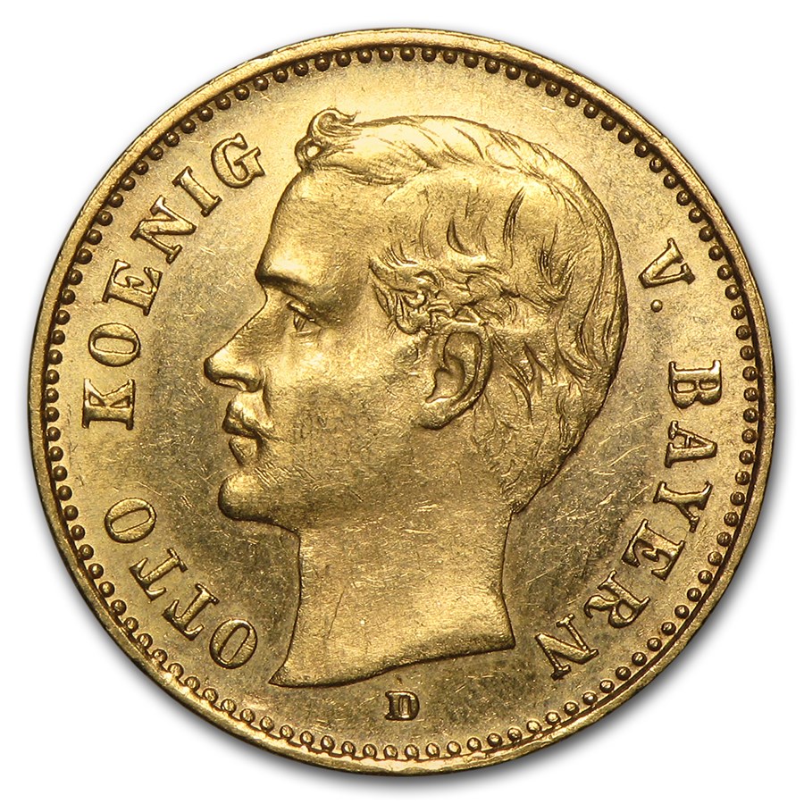 1888-1912 Germany Gold 10 Mark Bavaria Otto Avg Circ