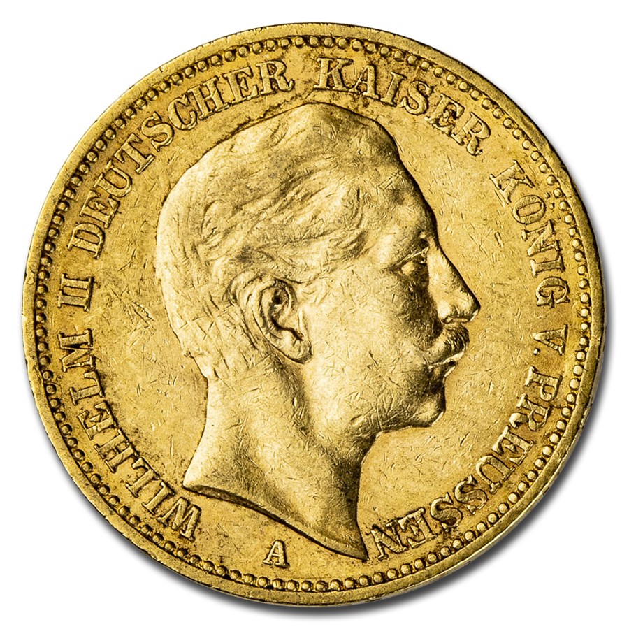 1888-1913 Germany Gold 20 Marks Prussia Wilhelm II Avg Circ