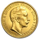 1888-1913 Germany Gold 20 Marks Prussia William II AU