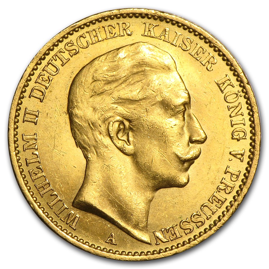 1888-1913 Germany Gold 20 Marks Prussia William II AU