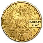 1888-1913 Germany Gold 20 Marks Prussia William II AU
