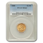 1888 $2.50 Liberty Gold Quarter Eagle MS-63 PCGS