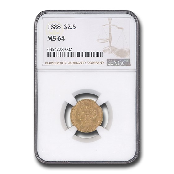 1888 $2.50 Liberty Gold Quarter Eagle MS-64 NGC 1888 $2.50 Liberty Gold Quarter Eagle MS-64 NGC