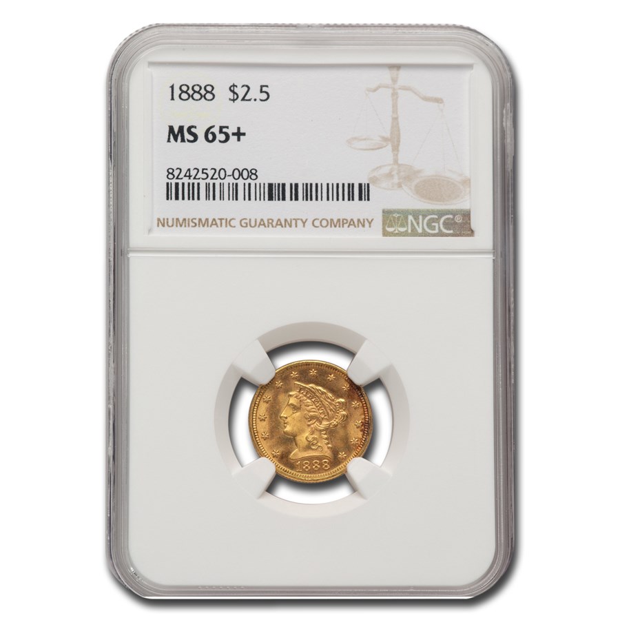 1888 $2.50 Liberty Gold Quarter Eagle MS-65+ NGC