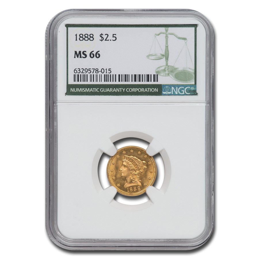 1888 $2.50 Liberty Gold Quarter Eagle MS-66 NGC (Green Label)