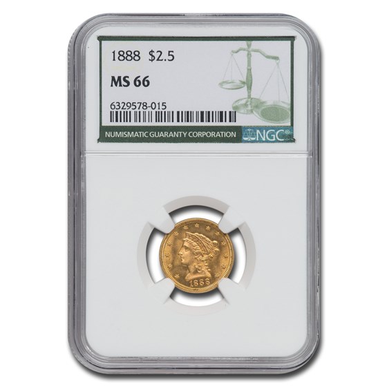 1888 $2.50 Liberty Gold Quarter Eagle MS-66 NGC (Green Label)