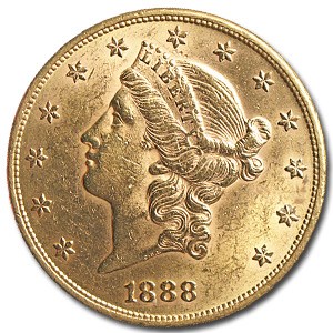1888 $20 Liberty Gold Double Eagle AU 1888 $20 Liberty Gold Double Eagle AU