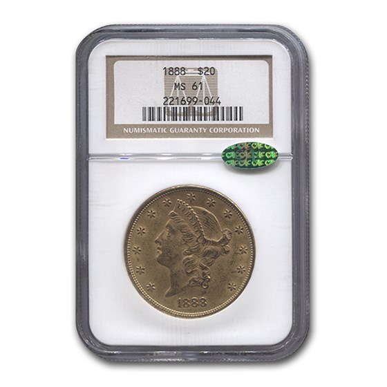 1888 $20 Liberty Gold Double Eagle MS-61 NGC CAC 1888 $20 Liberty Gold Double Eagle MS-61 NGC CAC