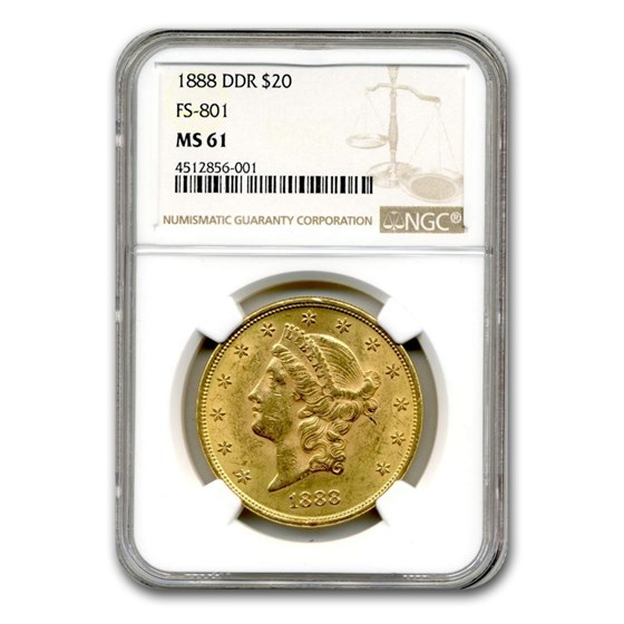1888 $20 Liberty Gold Double Eagle MS-61 NGC (DDR, FS-801) 1888 $20 Liberty Gold Double Eagle MS-61 NGC (DDR, FS-801)