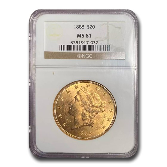 1888 $20 Liberty Gold Double Eagle MS-61 NGC 1888 $20 Liberty Gold Double Eagle MS-61 NGC