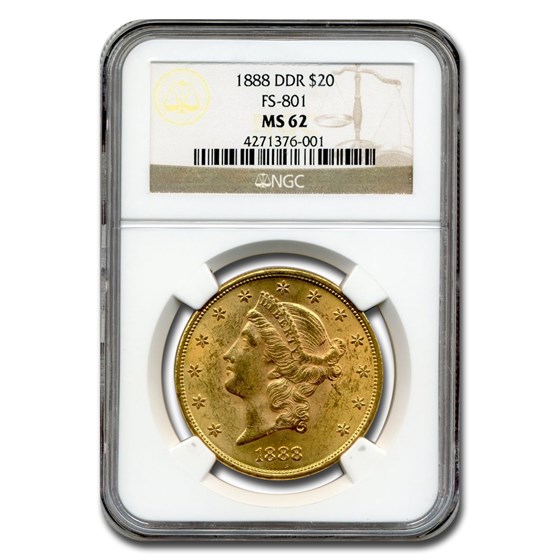 1888 $20 Liberty Gold Double Eagle MS-62 NGC (DDR, FS-801) 1888 $20 Liberty Gold Double Eagle MS-62 NGC (DDR, FS-801)