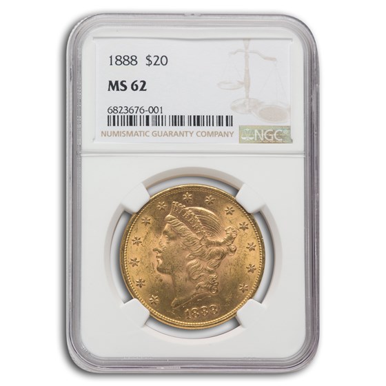 1888 $20 Liberty Gold Double Eagle MS-62 NGC 1888 $20 Liberty Gold Double Eagle MS-62 NGC