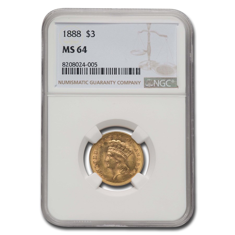 1888 $3 Gold Princess MS-64 NGC