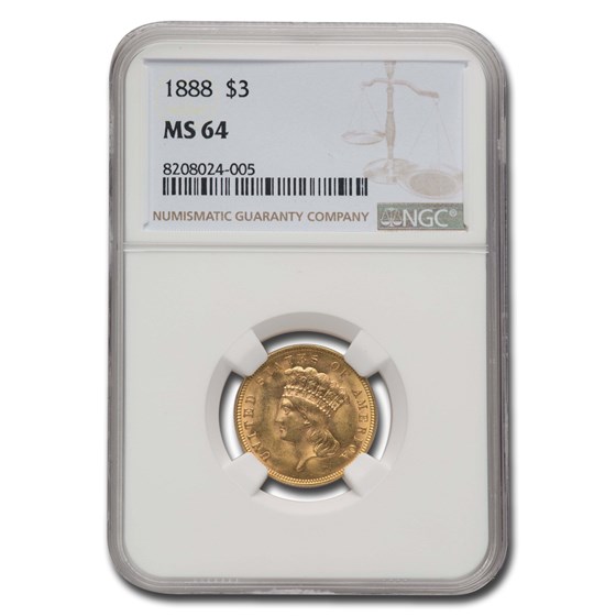 1888 $3 Gold Princess MS-64 NGC 1888 $3 Gold Princess MS-64 NGC