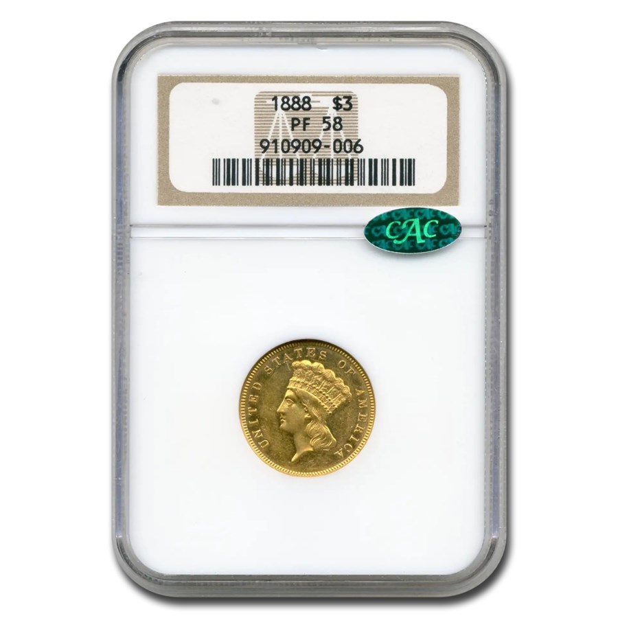 1888 $3 Gold Princess PF-58 NGC CAC