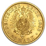 1888 Germany Gold 20 Marks Prussia Friedrich III Avg Circ