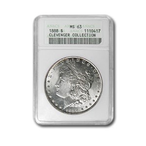 1888 Morgan Dollar MS-63 ANACS (Clevenger Collection) 1888 Morgan Dollar MS-63 ANACS (Clevenger Collection)
