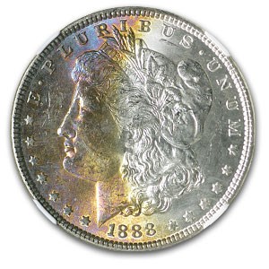 1888 Morgan Dollar MS-63 NGC (Purple Obverse Toning) 1888 Morgan Dollar MS-63 NGC (Purple Obverse Toning)
