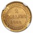 1888 Newfoundland Gold 2 Dollars Victoria MS-60 NGC