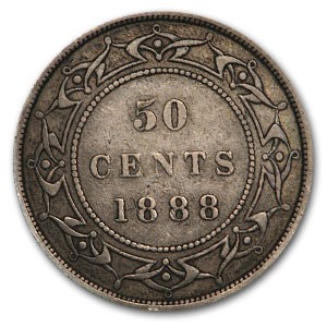 1888 Newfoundland Silver 50 Cents Victoria VF 1888 Newfoundland Silver 50 Cents Victoria VF