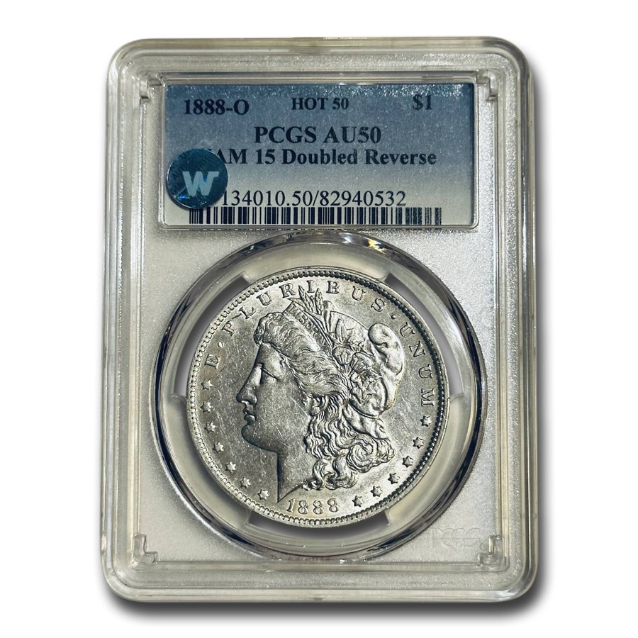 1888-O Morgan Dollar AU-50 PCGS (VAM-15 Double Reverse)
