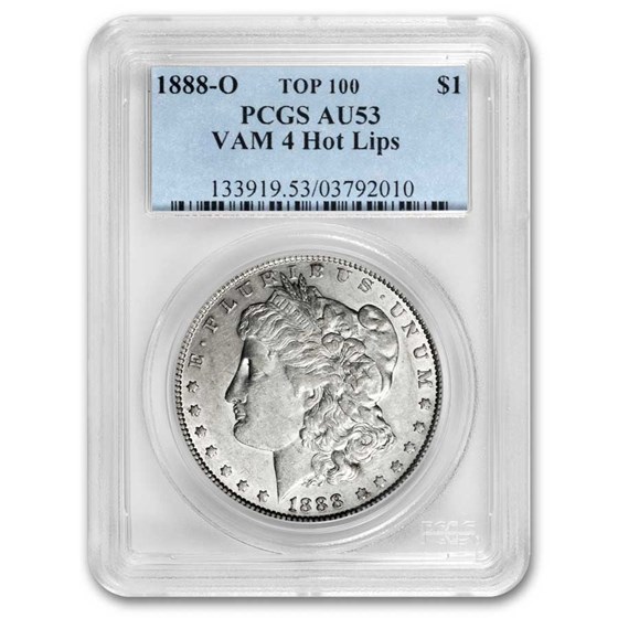 1888-O Morgan Dollar AU-53 PCGS (VAM-4, Hot Lips, Top-100) 1888-O Morgan Dollar AU-53 PCGS (VAM-4, Hot Lips, Top-100)