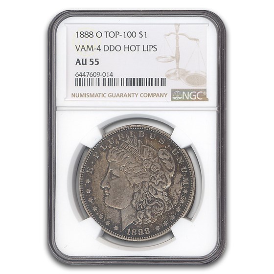 1888-O Morgan Dollar AU-55 NGC (VAM-4, Hot Lips Dbl Die Obverse)