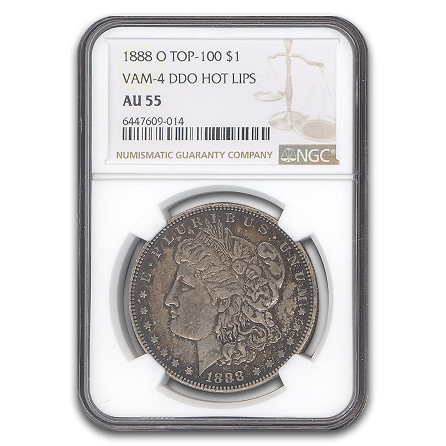 1888-O Morgan Dollar AU-55 NGC (VAM-4, Hot Lips Dbl Die Obverse)