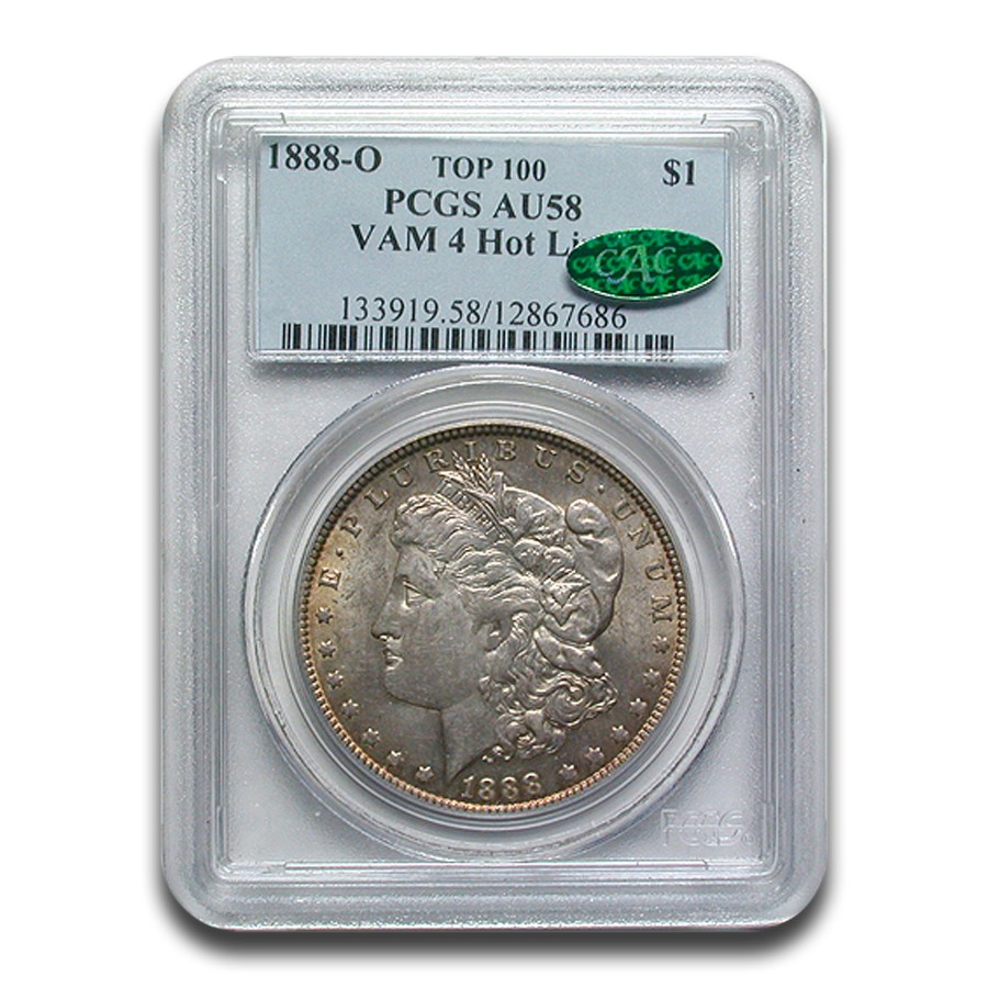 1888-O Morgan Dollar AU-58 PCGS CAC (VAM 4 Hot Lips)