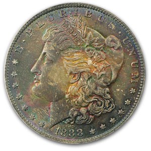1888-O Morgan Dollar MS-63 PCGS (Obv Color Swirl Toning) 1888-O Morgan Dollar MS-63 PCGS (Obv Color Swirl Toning)