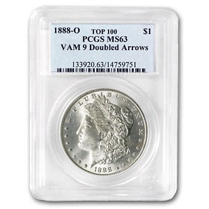 1888-O Morgan Dollar MS-63 PCGS (VAM-9, Doubled Arrows, Top-100) 1888-O Morgan Dollar MS-63 PCGS (VAM-9, Doubled Arrows, Top-100)