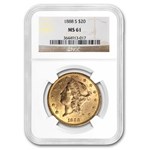 1888-S $20 Liberty Gold Double Eagle MS-61 NGC